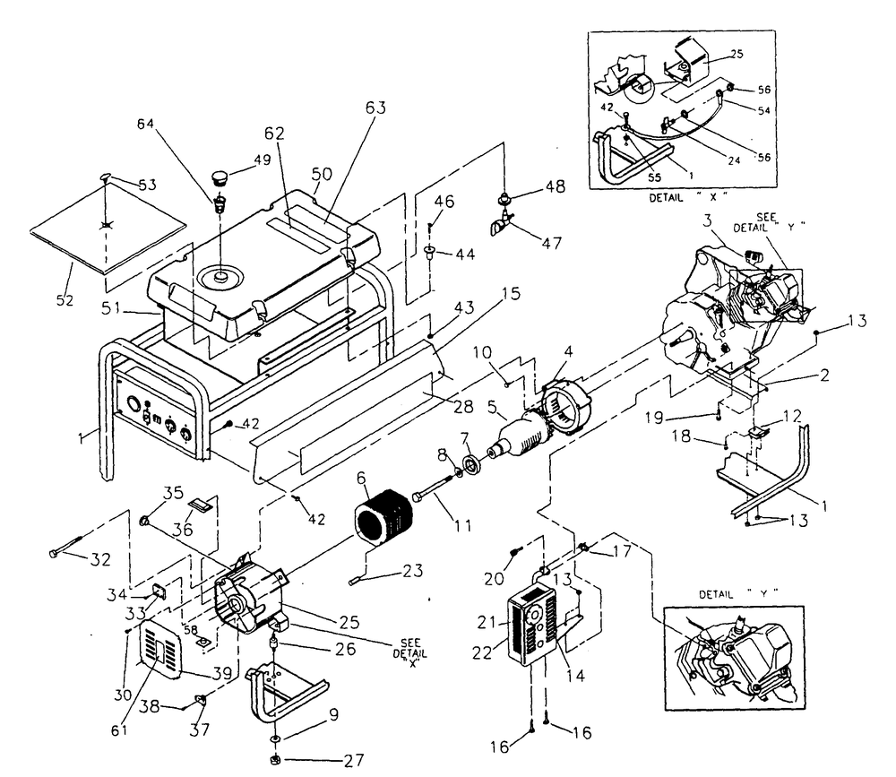 Generator Diagram and Parts List for 0486-0-GN3,800  Briggs and Stratton Generator